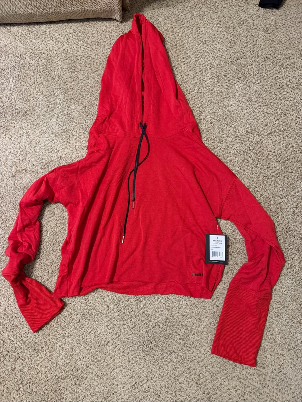 Women's Red Lightweight Hooded Pullover Sweatshirt